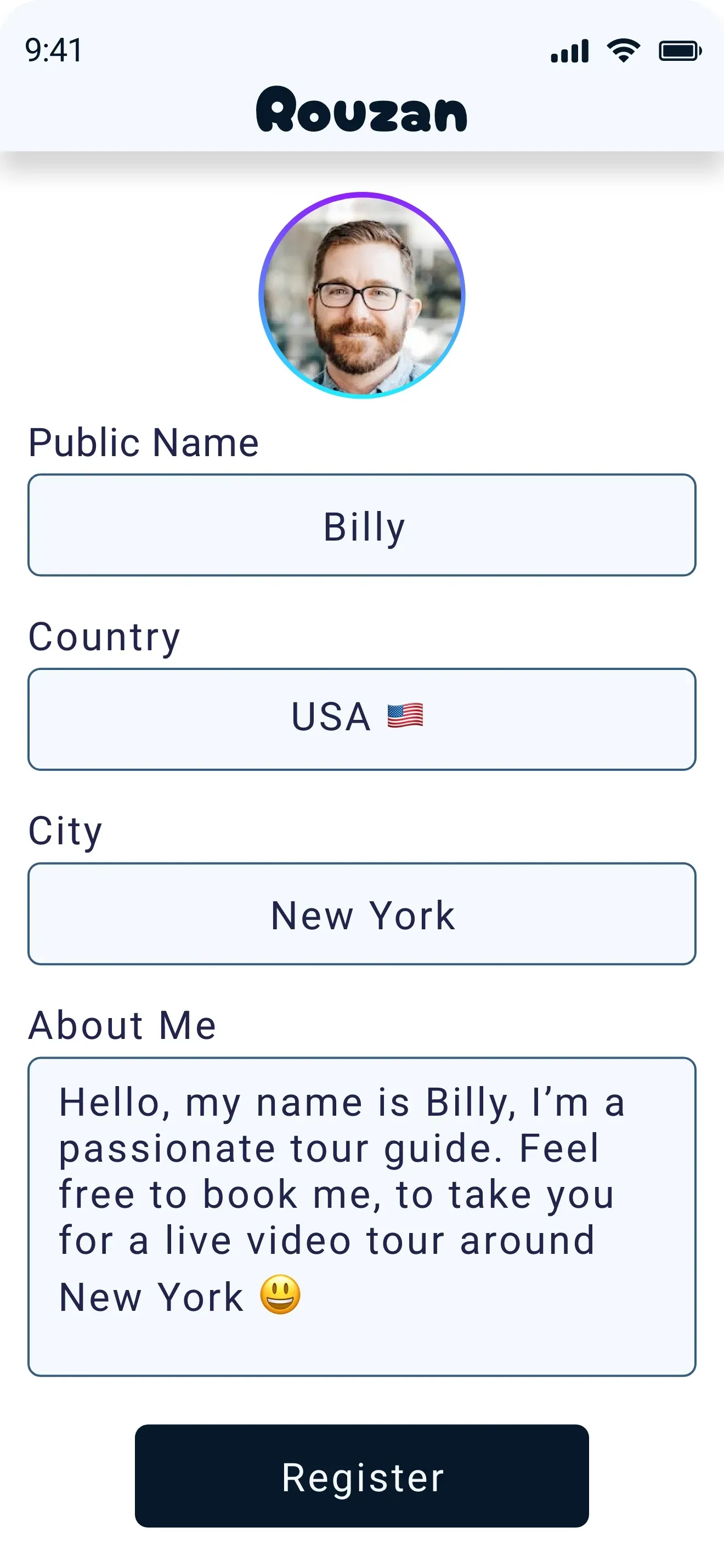 Tour guide register
